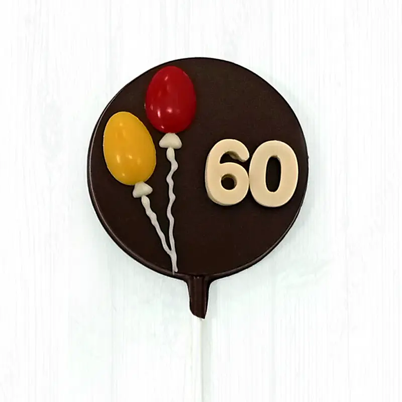 Piruleta de chocolate negro Aniversario Globos