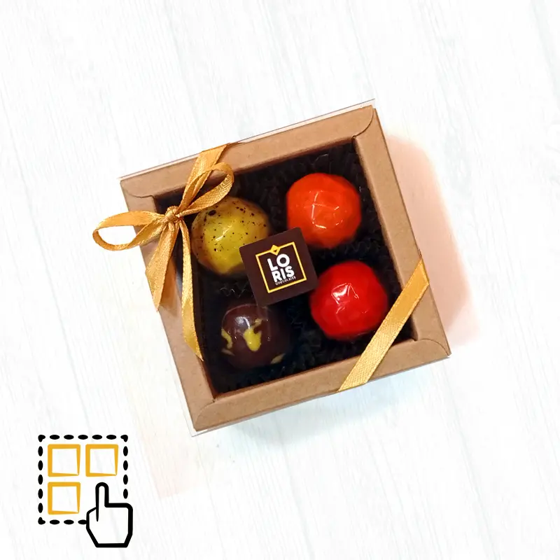 Caja 4 BOMBONES Personalizable artesanos sin lactosa sin gluten