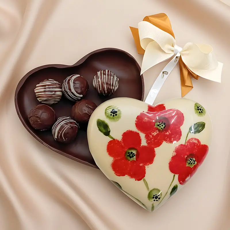 Bombonera CORAZÓN de chocolate AMAPOLA