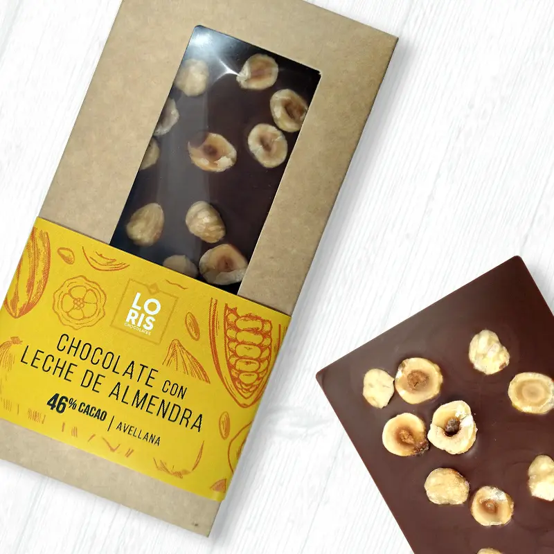 Tableta de chocolate con LECHE de ALMENDRA 46% CACAO con avellana