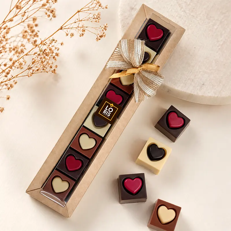Caja de 8 bombones corazón de chocolate