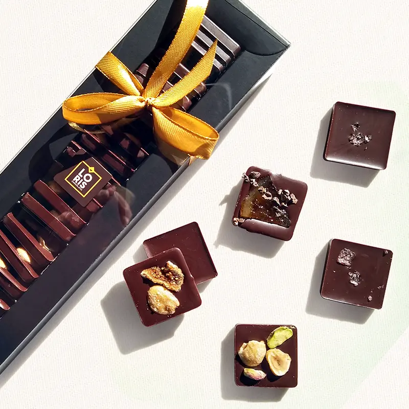 Caja degustación gourmet carrés de chocolate negro