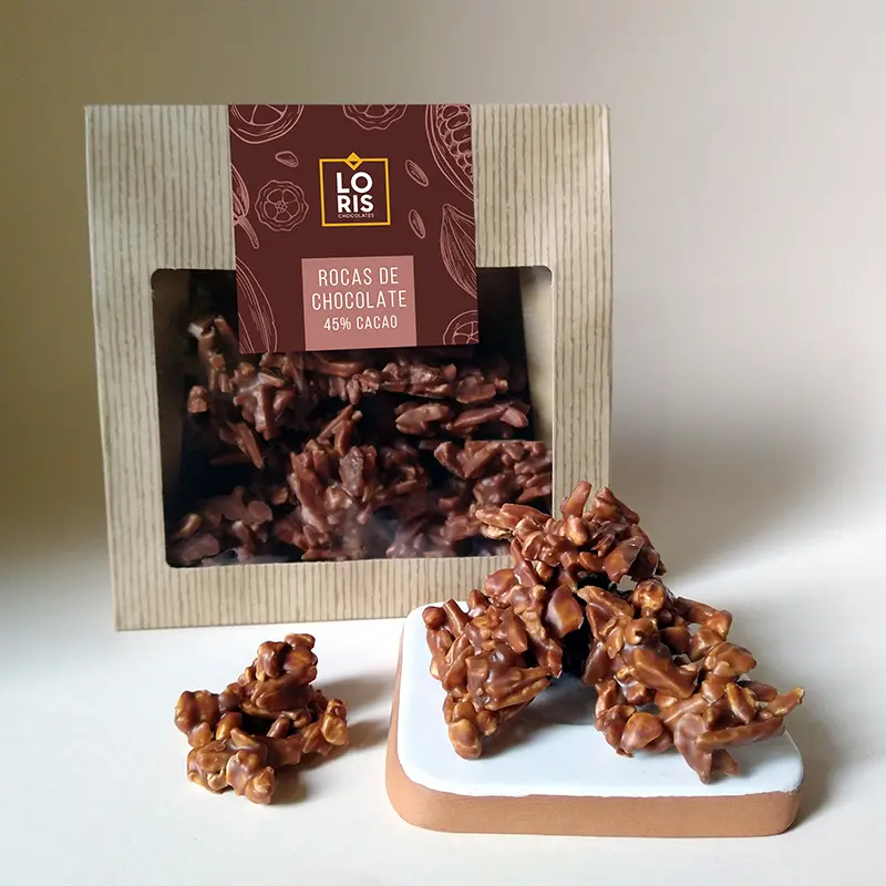 Rocas de chocolate 46% con almendra caramelizada