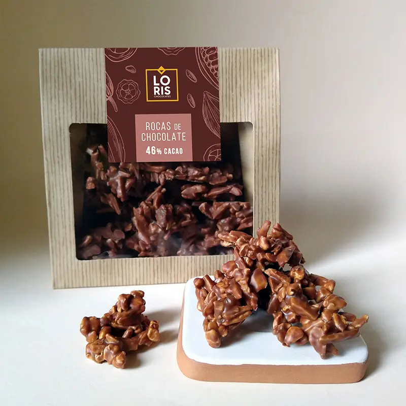 Rocas de chocolate 46% con almendra caramelizada